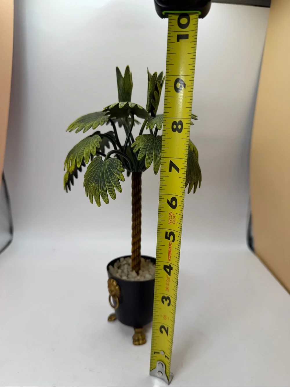 Vintage Hollywood Regency-style tole Metal Palm Tree Figurine or CandleHolder.